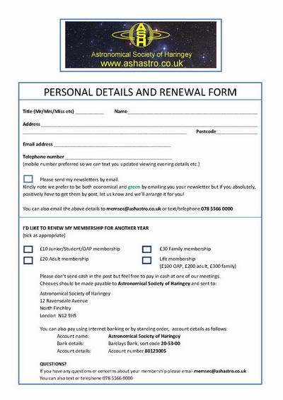 membership form